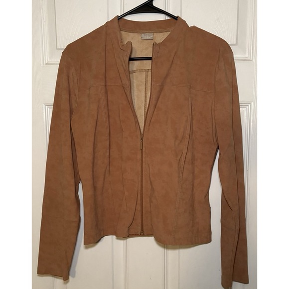 Jackets & Blazers - Casail Women's Brown Suede Jacket Size Medium Zipper Front